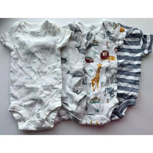 Carters • 4 Pack Newborn Onesies Animals, Stripes, So Loved